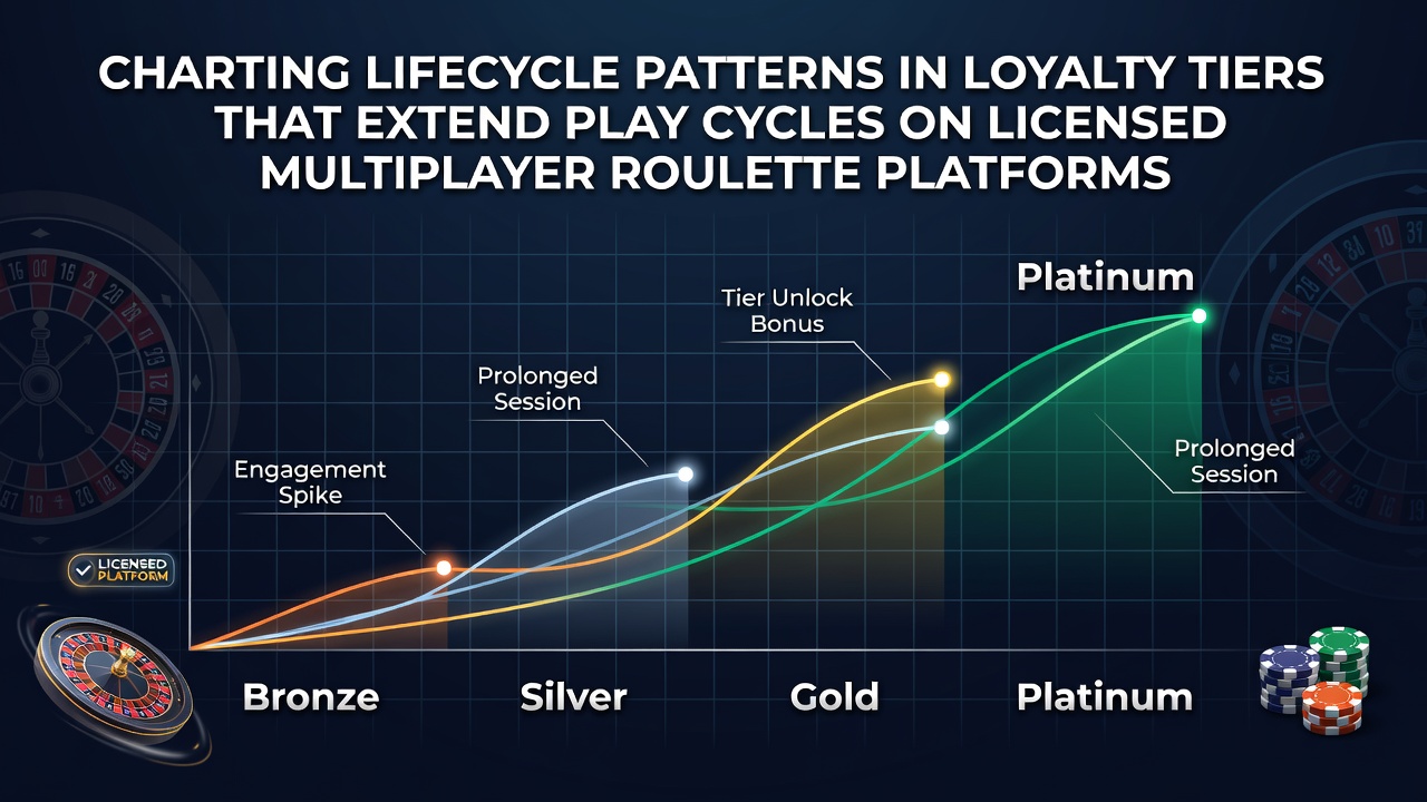 Lifecycle diagram showing player progression through loyalty tiers on multiplayer roulette platforms