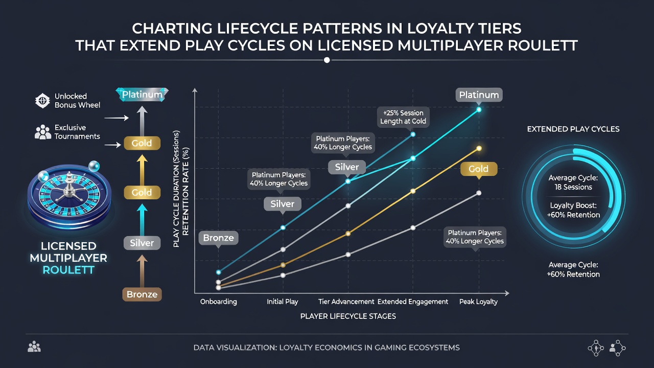 Graph illustrating extended play cycles linked to loyalty tier milestones on roulette platforms