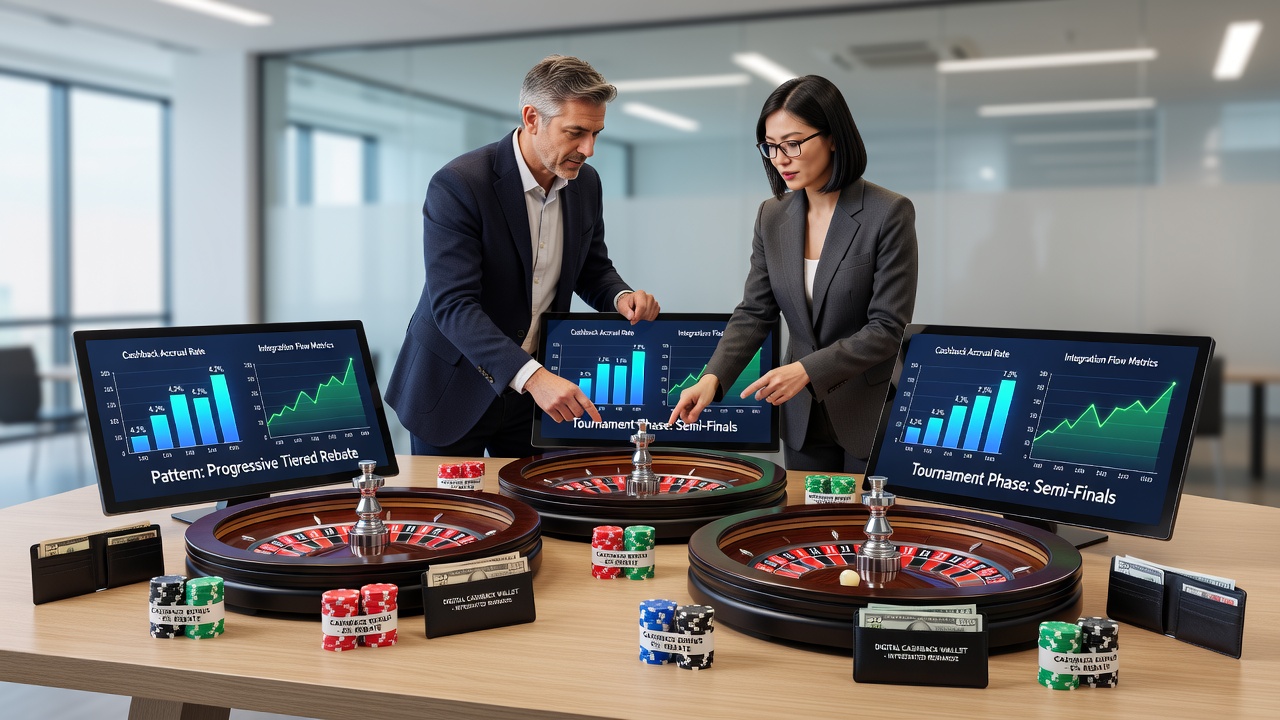Multi-table roulette tournament setup showing cashback integration points at various betting stations