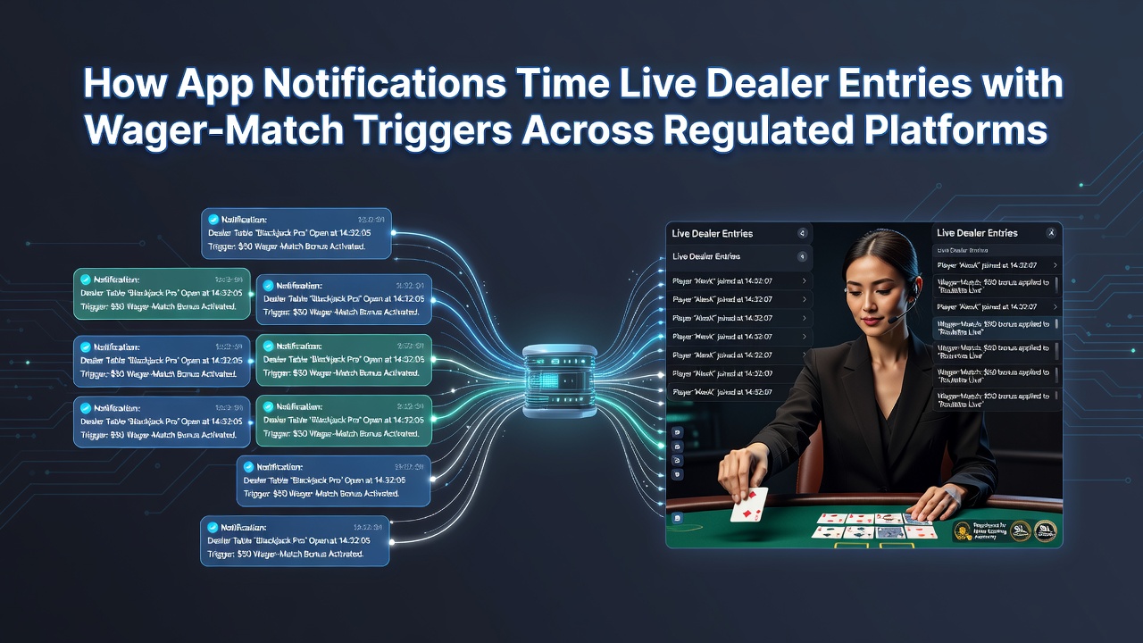 App notification interface showing live dealer entry timing synced with wager match triggers on a regulated casino platform