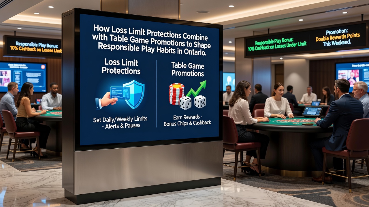 Player dashboard displaying active loss limits and current table game promotion progress