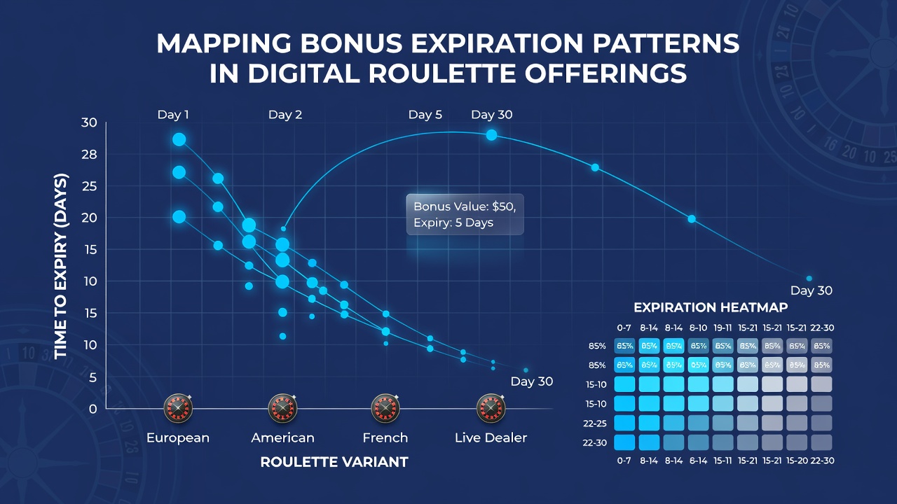 Chart displaying bonus expiration timelines and regional variations for digital roulette promotions