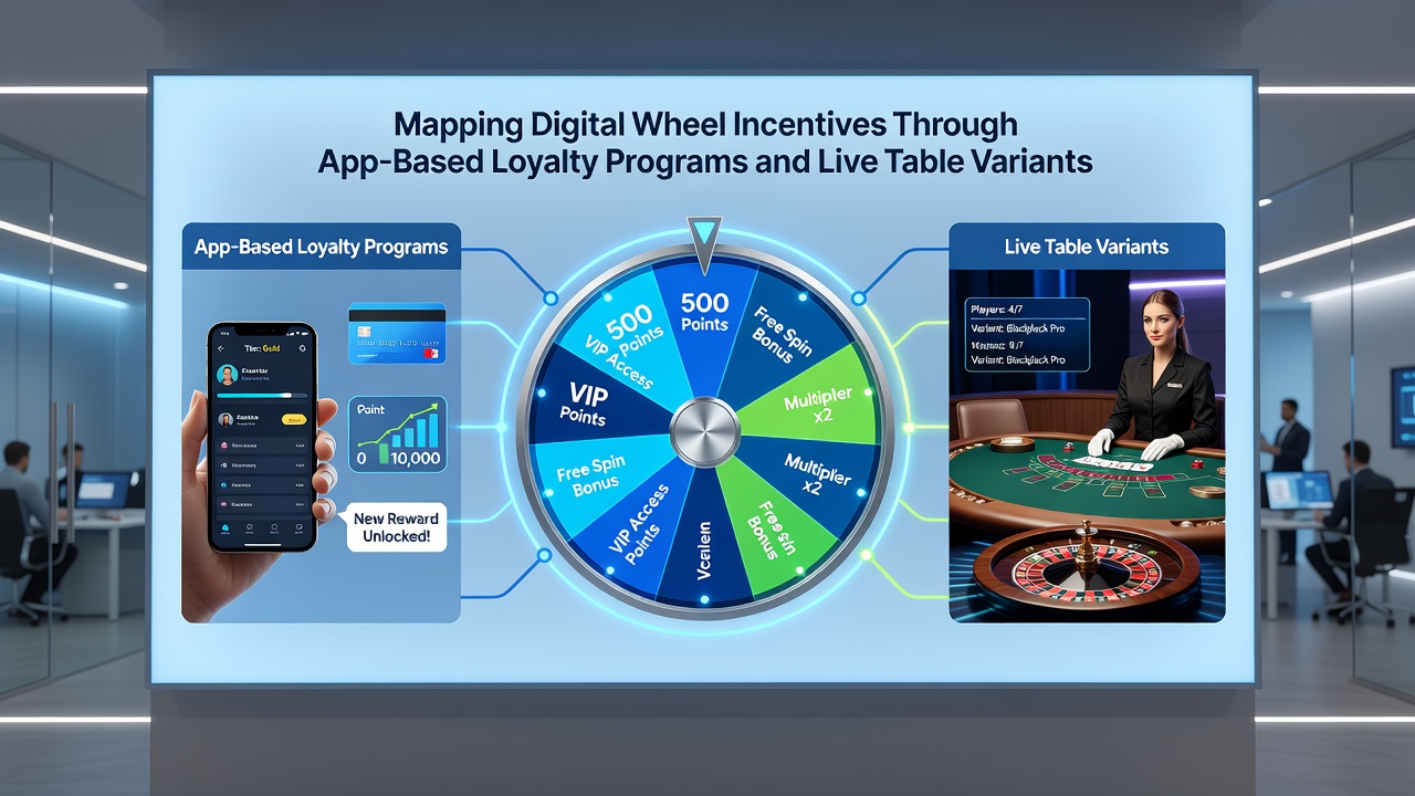 Live roulette table with players using mobile apps to track loyalty rewards in real time