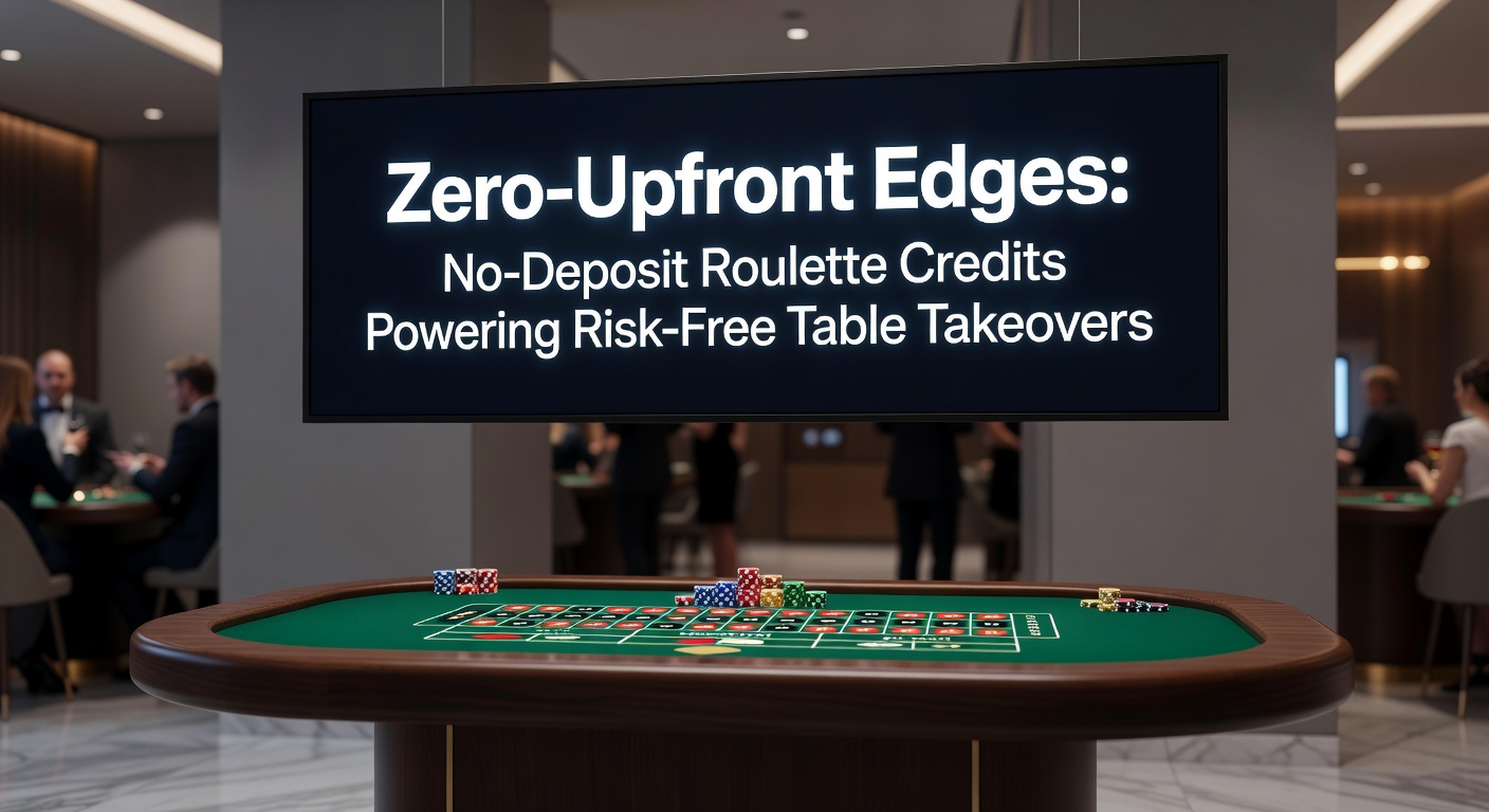 Vibrant roulette wheel spinning with glowing no-deposit credit icons overlayed, symbolizing risk-free gameplay entry