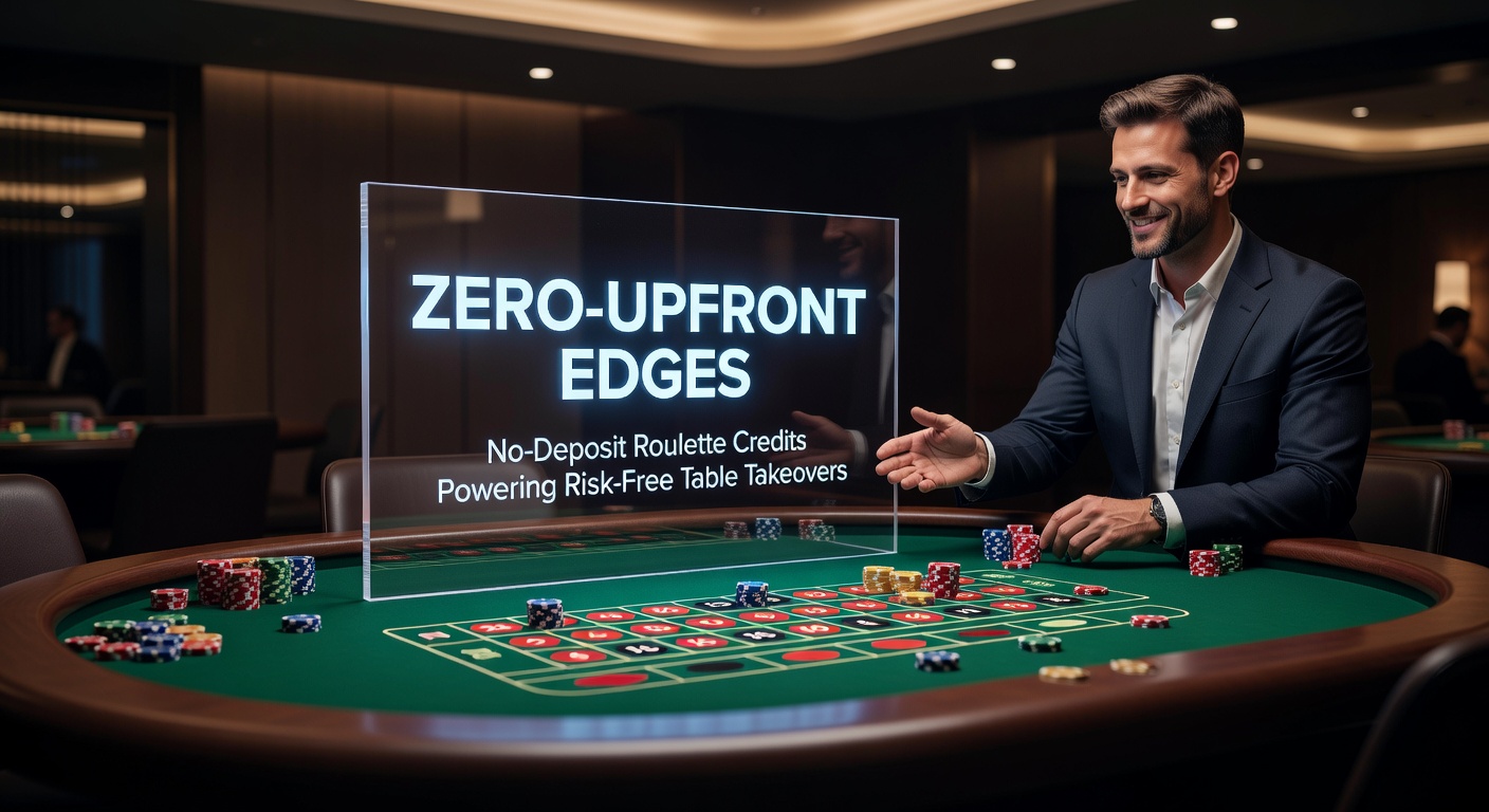 Diverse group of online players at virtual roulette tables, credits flowing without deposits, capturing the thrill of zero-risk takeovers